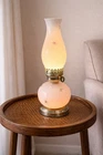 VTG MCM Atomic Gold Starburst Table Milk Glass 3- Way Lamp Light Retro