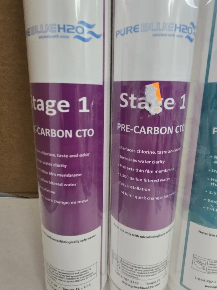 Pure Blue H2O Filter Pack 1:1 Reverse Osmosis Water Filtration 3-Stage SEALED - Image 4 of 4