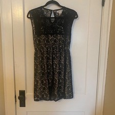 Black and cream lace dress- Brand: Pinky- Size: M- cap sleeves- knee length