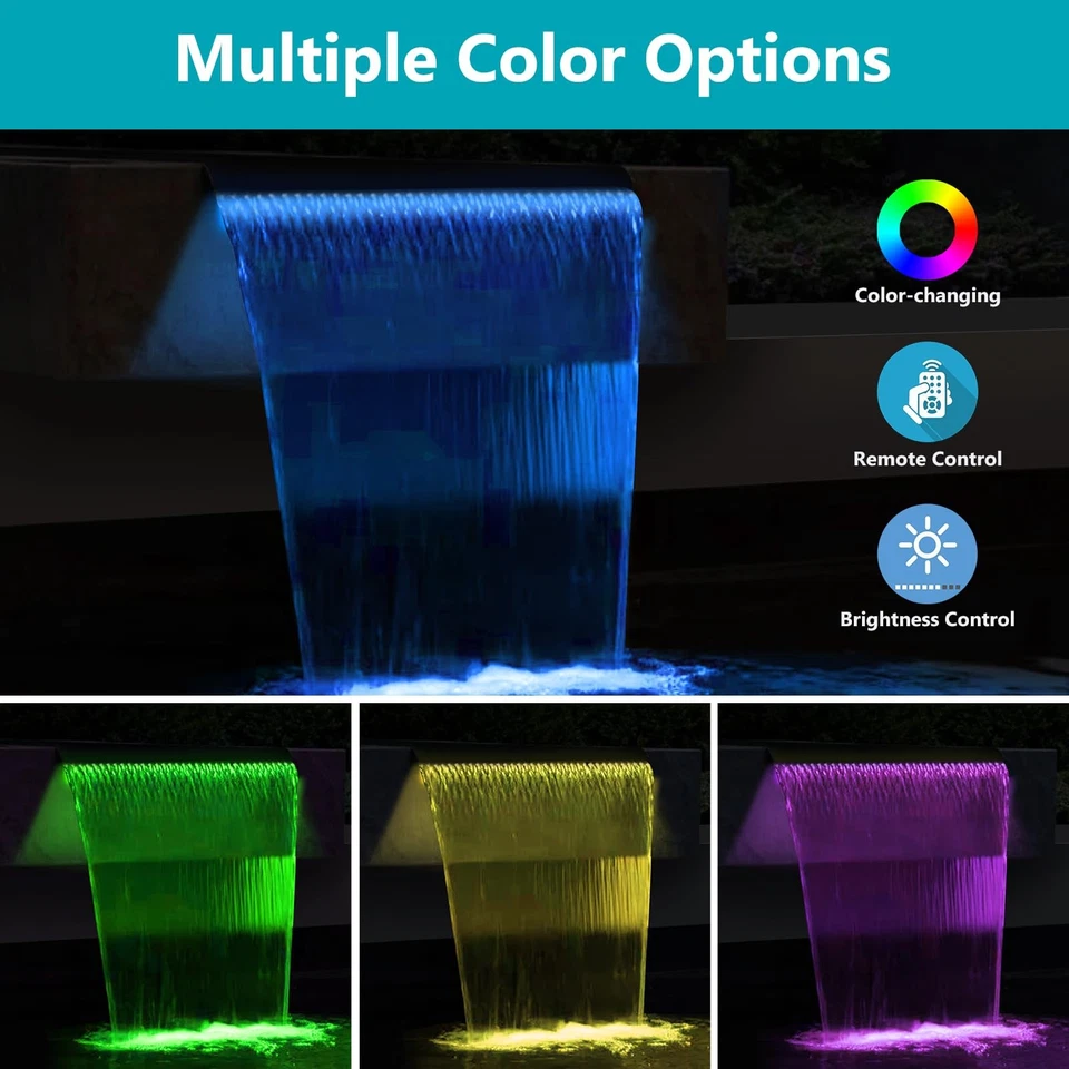 Kit de cachoeira de lago tudo em 1 com luzes LED, vertedouro de aço inoxidável de 8 polegadas... - Imagem 4 de 4