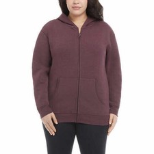 Danskin Women's Full Zip Ultra Cozy Hooded Jacket, Nocturne Heather, 2X