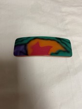 Vintage 80's Barrette Hair Clip Plastic 3.5  Southwestern Colors