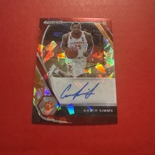 Aamir Simms 2021 Prizm Draft Picks Red Cracked Ice Rookie Auto DP-ASI Clemson RC
