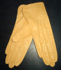 Vintage Women's Leather Very Soft Tan Gloves Size-6