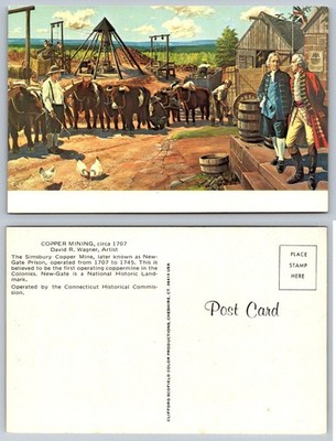 Colonial Copper Mining Simsbury CT New-Gate Prison Historic Postcard David