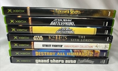 Original Xbox 7 Case Lot NO GAMES GTA San Andreas + Star Wars + Street Fighter