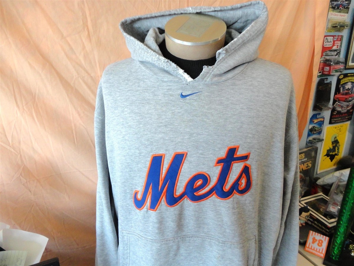 Vintage New York Mets Hoodie Mens 2XL Grey MLB Nike Pullover
