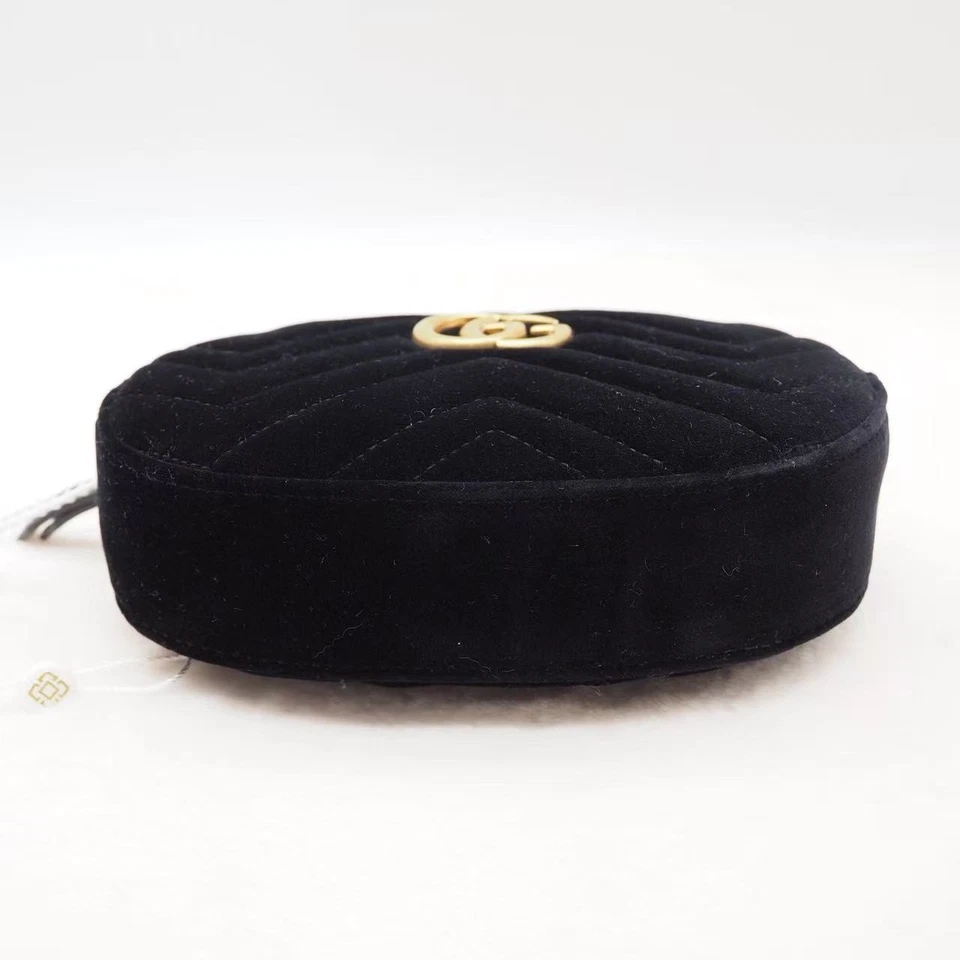 Bolso Cinturón Gucci Negro Terciopelo Matelasse GG Marmont Auténtico eBay AG Foto 3 de 4