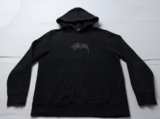 Stussy Unisex Adult Vintage Embroidered Logo Pullover Hoodie CD4 Black Small