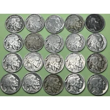 20 Full Date Buffalo Nickels Half Roll Great Mix Free Ship