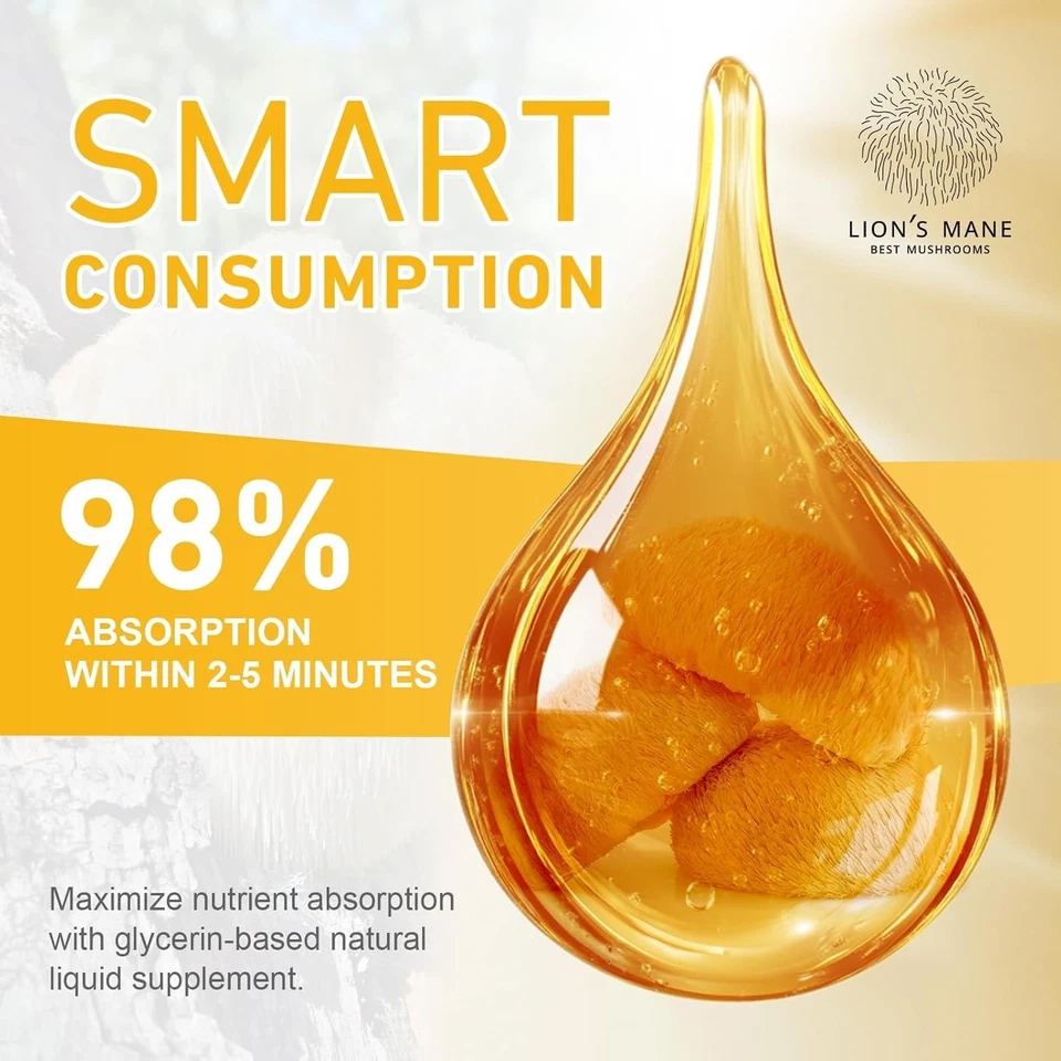 Gotas suplementarias para hongos melena de león - Tinta líquida orgánica para hongos melena de león Foto 2 de 4