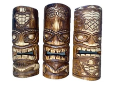 SET OF 3 12" TIKI MASK HAWAIIAN WALL ART ISLAND HOME DECOR BAR TROPICAL