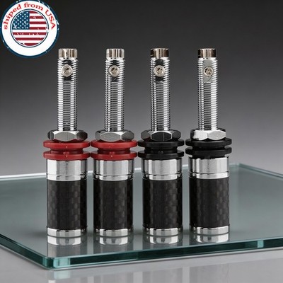 4pcs Rhodium Plated HiFi Audio Binding Post Banana Socket Adapter Amp Terminal