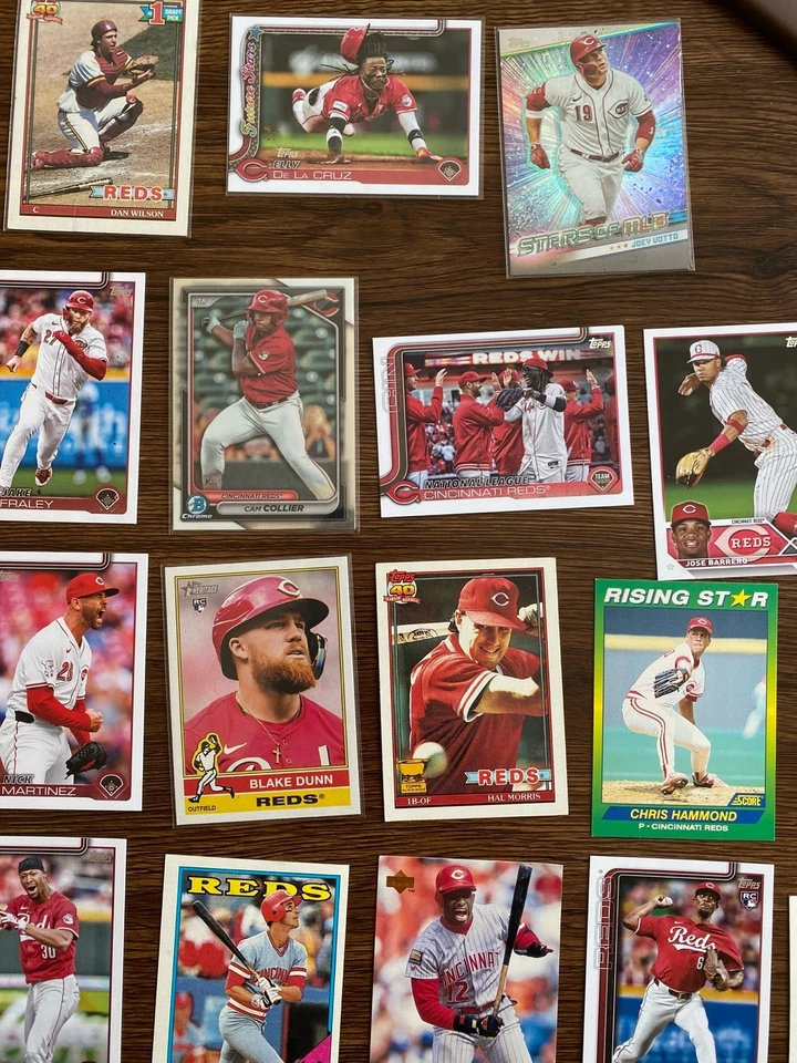 Lote de 50 tarjetas del equipo de los Rojos de Cincinnati MLB tarjetas de béisbol estrellas a granel insertos de novatos Foto 3 de 4