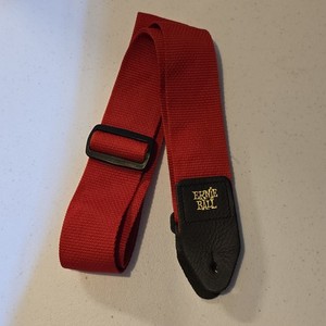 Ernie Ball Polypro Guitar Strap Red with Black Leather Ends