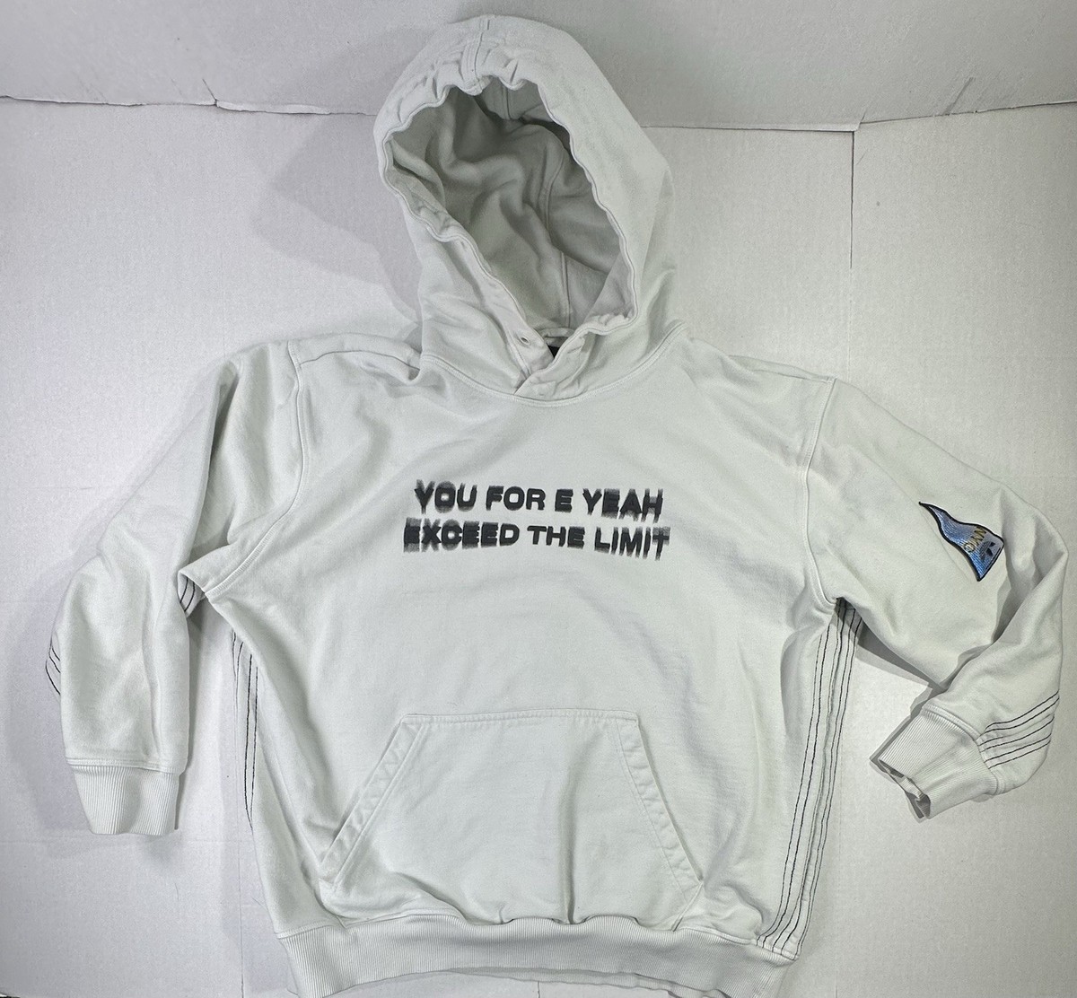 Adidas x Alexander Wang Hoodie White Mens M NYC Patch Sweatshirt