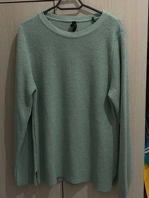 DeFacto Women s Mint Green Knit Sweater with Sparkle Thread Size XL