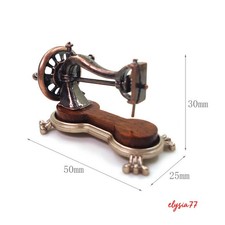 Máquina de coser manual vintage miniatura para casa de muñecas escala 1:12 accesorios de lavandería