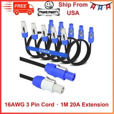 5 Pack Stage Light PowerCON Cable 3 Pin 16AWG AC Connector Cord Input to Output