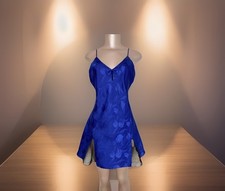 VTG Victoria's Secret Gold Label Lingerie Short Night Gown Slip Dress Blue Med