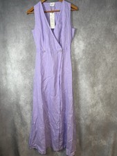 Linen Handmade Studio Maxi Wrap Dress Womens Sz 6 Lavender Sleeveless Spring