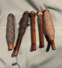 Lot of 25 Antique Wooden Loom Spindle Bobbins
