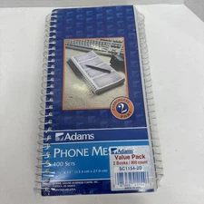 Adams PHONE MESSAGE 400 Sets 2 Part carbonless SC1154-2D spiral bound UNUSED 