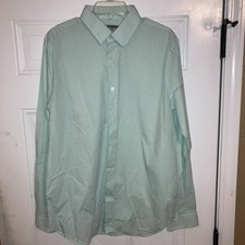 Express Men's Fitted Button Down Long Sleeve Size Large Green 100 Cotton