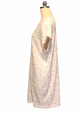 Boden Faye Jersey T Shirt Dress White Gold Polka Dot Ruffled US Women's Sz  8 | eBay