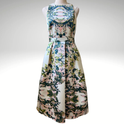SHEIKE Abstract Floral Pleated Dress Size 8 | eBay