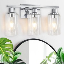 3 Light Vanity Fixtures, Polished Chrome Bathroom Wall 3-Light,