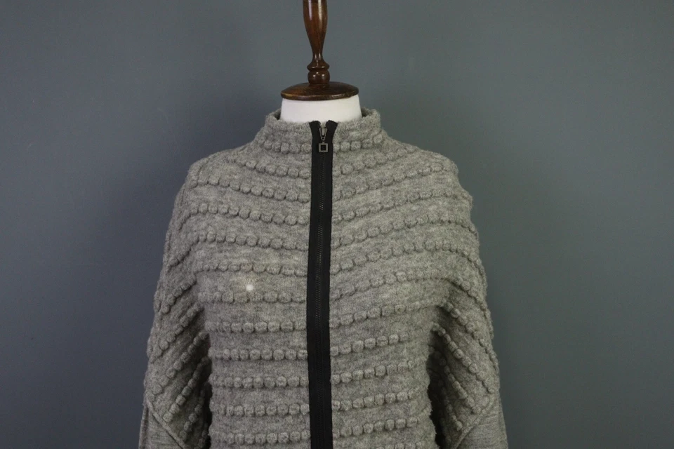 SARAH PACINI серый шерсти вискозы молнии кардиган свитер один размер - Изображение 2 из 4