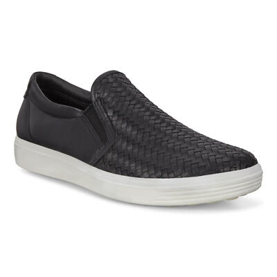 Women's ECCO Soft 7 Slip On Sneaker Black Leather 470113 01001 