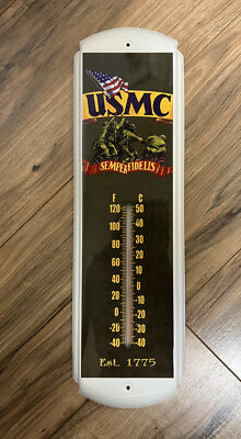 17'' USMC Semper Fidelis 1775 Iwo Jima Flag Raising Thermometer / FREE SHIPPING