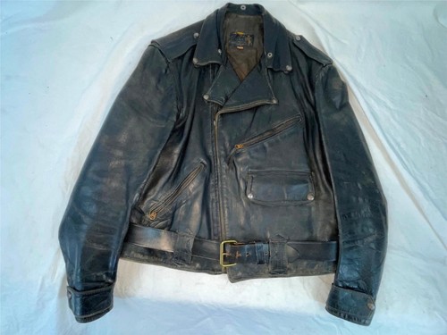 CHAQUETA DE MOTOCICLISTA DE CUERO DE CABALLO KING ESTILO BUCO J-27 44 BUCO AÑOS 50 60 DE COLECCIÓN - Imagen 3 de 24