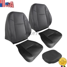 For 2007-2014 Cadillac Escalade Driver & Passenger Bottom & Top Seat Cover Black