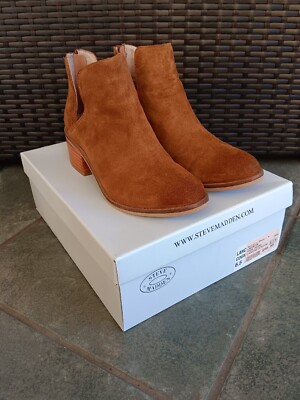 Steve Madden Boots Brown Suede Leather Slip On Womans Size 6.5 Lancaster 