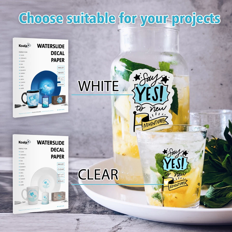 Koala Waterslide Decal Paper Inkjet White  50 Sheets Water Slide Transfer Paper - Image 2 of 4