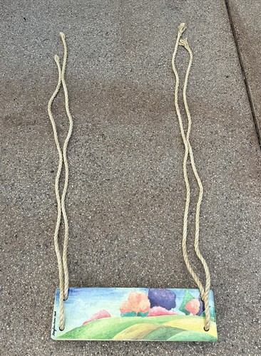 Vintage Tree Swing Braided Rope Hand Painted Landscape 2004 MaryAnn Lucas Artist - Picture 2 of 11
