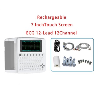 12 Channel 12 Leads7 Inch Touch Screen ECG EKG Electrocardiograph