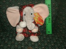 Disney Store  Plush  DUMBO  Plaid PJs  Approximately 6" new with tag  mint
