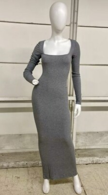 SKIMS Soft Lounge Long Sleeve Dress Women's Size S Heather Gray | eBay