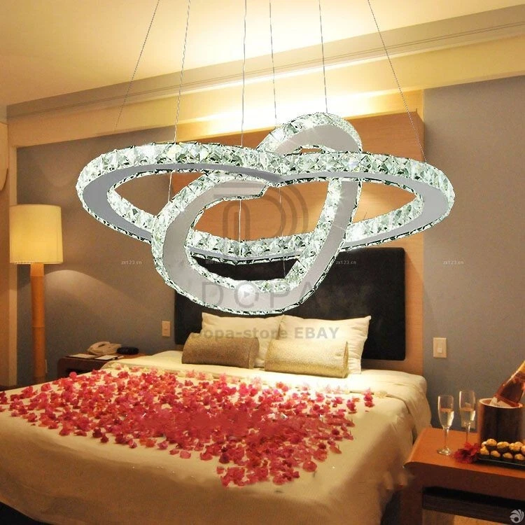 Lampadario a Sospensione LED 85W Doppio Cuore Cristallo con 3 Tonalità Luce IP20 - Immagine 3 di 4