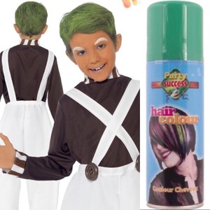 Oompa Loompa Green Hair Colour Spray Charlie Chocolate Factory Wig