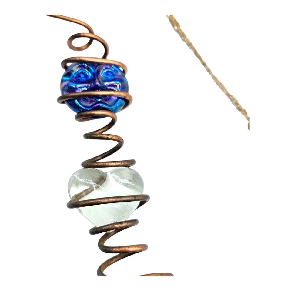 Handmade Metal Art Glass Suncatcher Windchime Hanging Sun Heart Yard Decor - Image 3 of 4