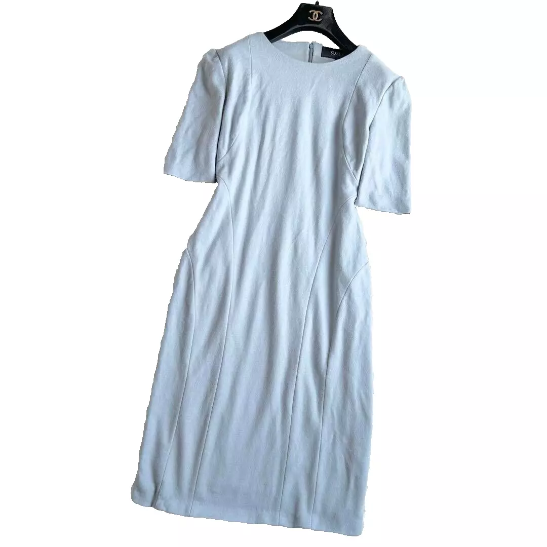 Authentique robe Gucci laine taille L manches courtes longue longu cm laine nylon bleu