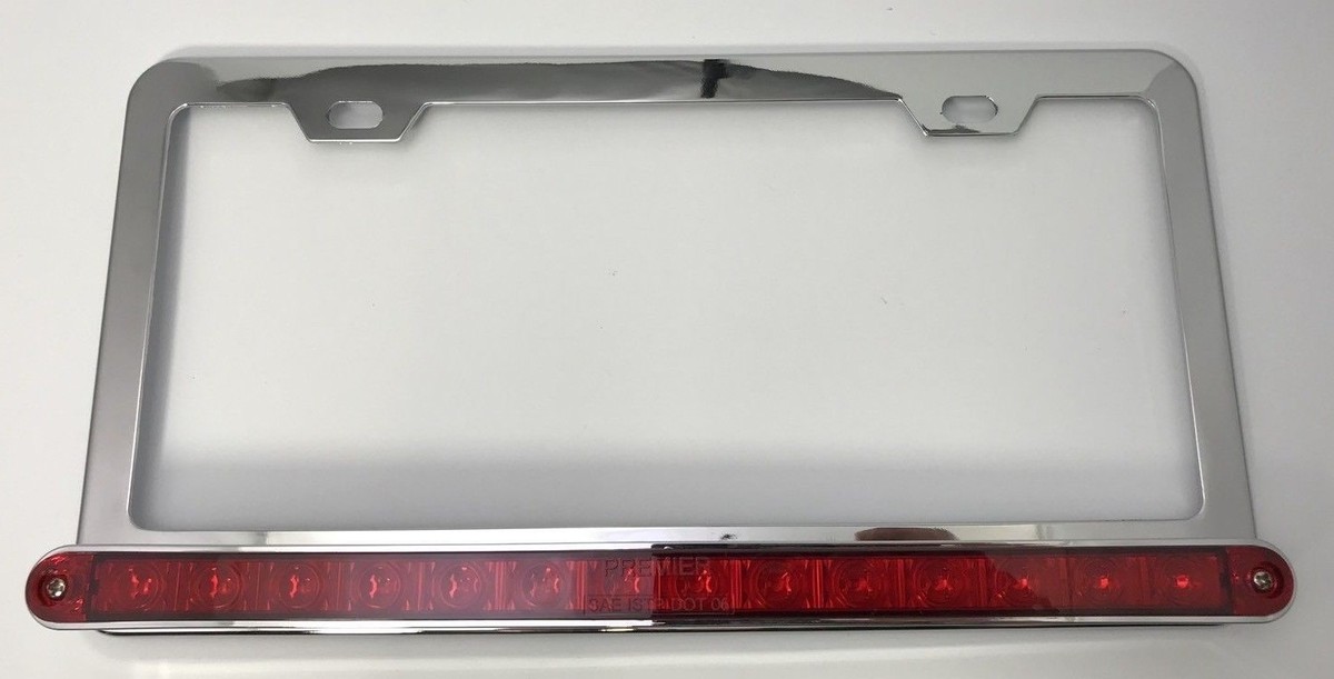 Red LED Bar Chrome License Plate with Third Brake Light Function
