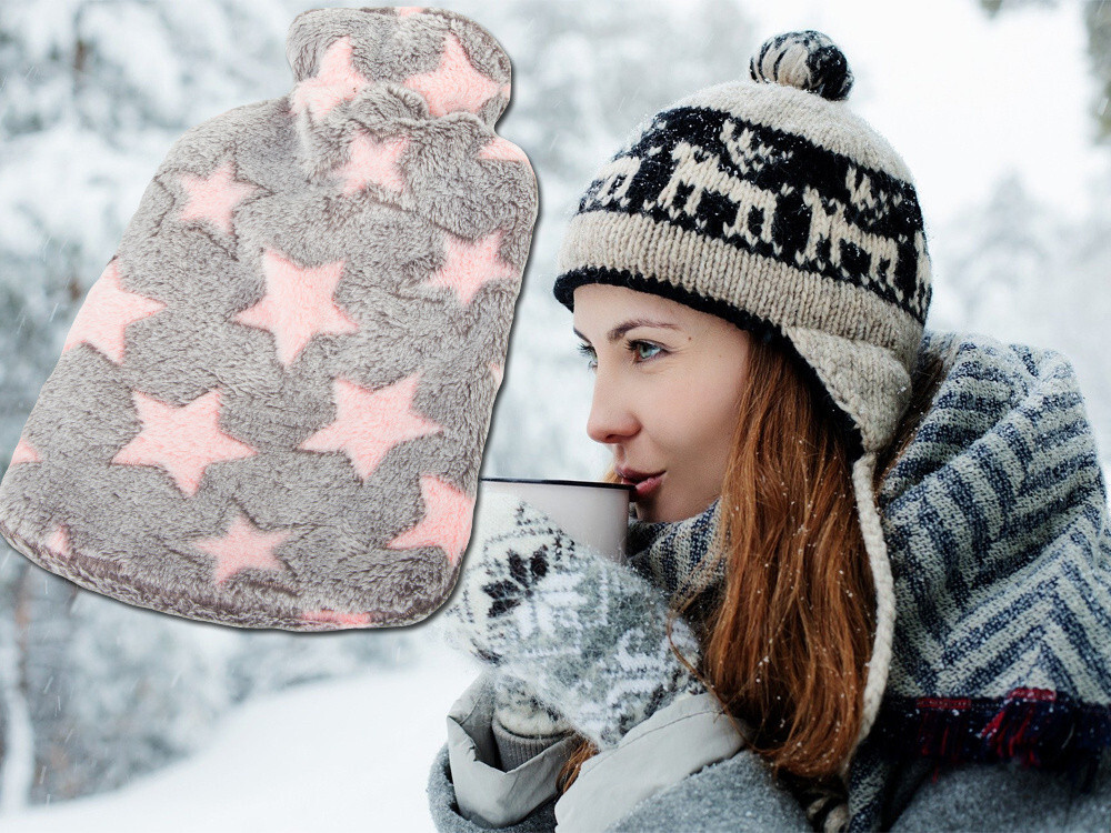 Wärmflasche Heizkissen 2L mit Bezug Wärmekissen XXL Bettflasche Heizflasche