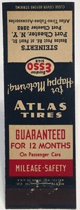 Old Esso Atlas Tire Matchbook Cover Steinert’s Port Chester New York! Nice d1635