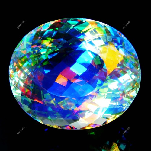 CERTIFIED 89 Carat Oval Cut Gemstone Pendant Size A Rainbow Mystic Quartz - Picture 2 of 13